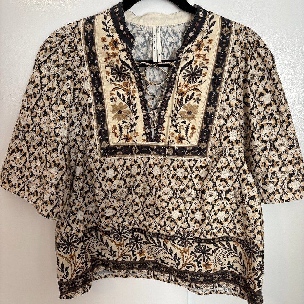 By Anthropologie Pleated Puff-Sleeve Blouse - Medium